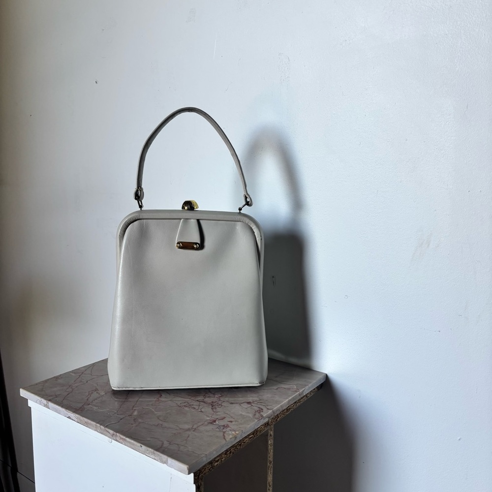 Vintage Leather Handbag With Gold Hardware - Picture 9 of 12